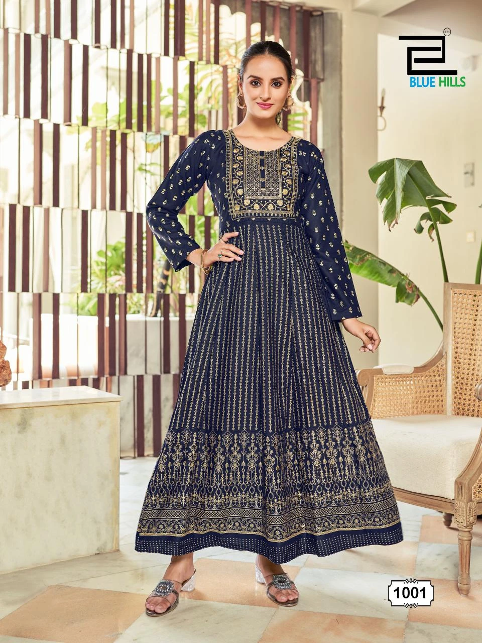 Blue Hills Inaya Rayon 14Kg Wholesale Anarkali Gown Catalog — Wholesale Kurtis, Blue Hills wholesale from Surat - Gallery Image 2